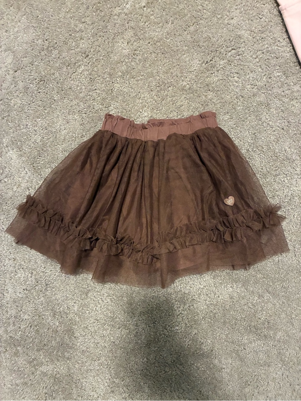 Souris Mini Brown Tulle Ruffle Skirt - Girls